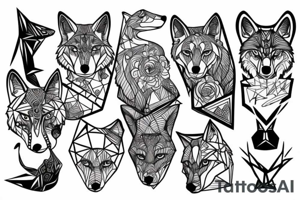 wolf geometric tattoo idea