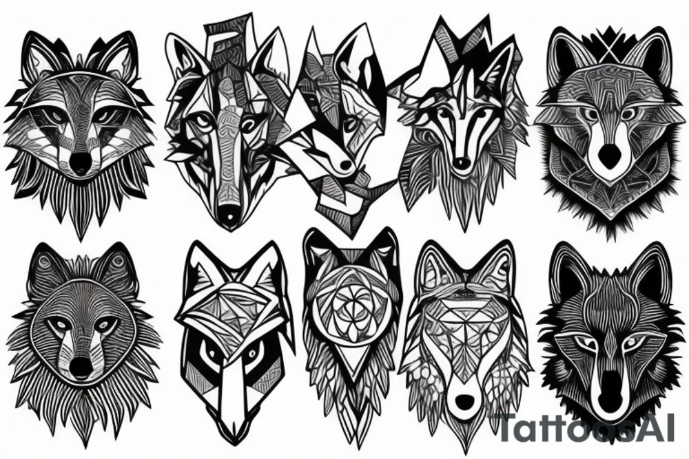 wolf geometric tattoo idea