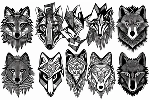 wolf geometric tattoo idea
