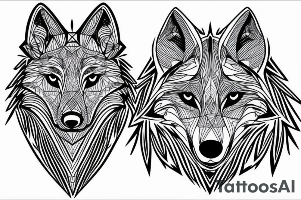 wolf howling, geometric tattoo idea