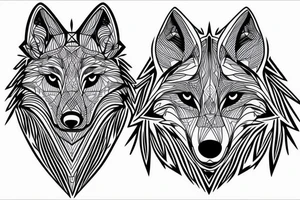 wolf howling, geometric tattoo idea