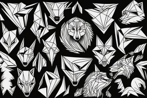 wolf howling, geometric tattoo idea