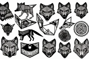 wolf howling, geometric tattoo idea