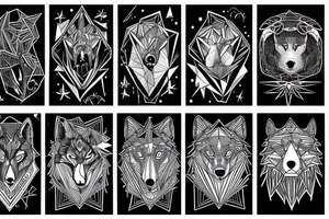 wolf howling, geometric tattoo idea