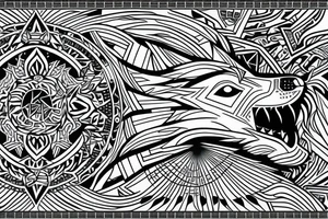 wolf howling, geometric tattoo idea