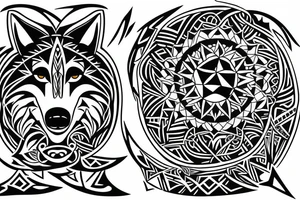 wolf howling, geometric tattoo idea