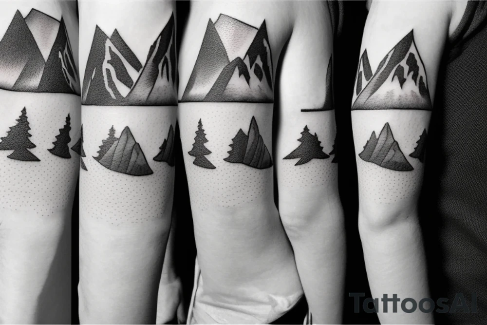 2 mountains with skiers on it tattoo idea