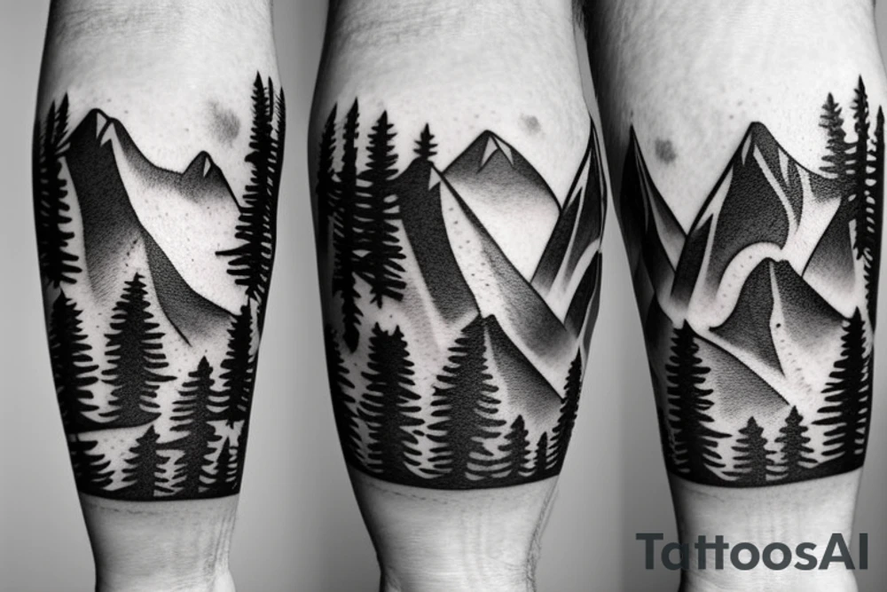 2 mountains with skiers on it tattoo idea