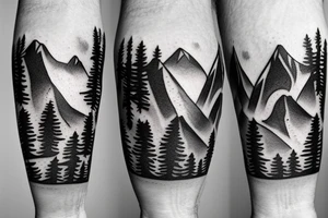 2 mountains with skiers on it tattoo idea