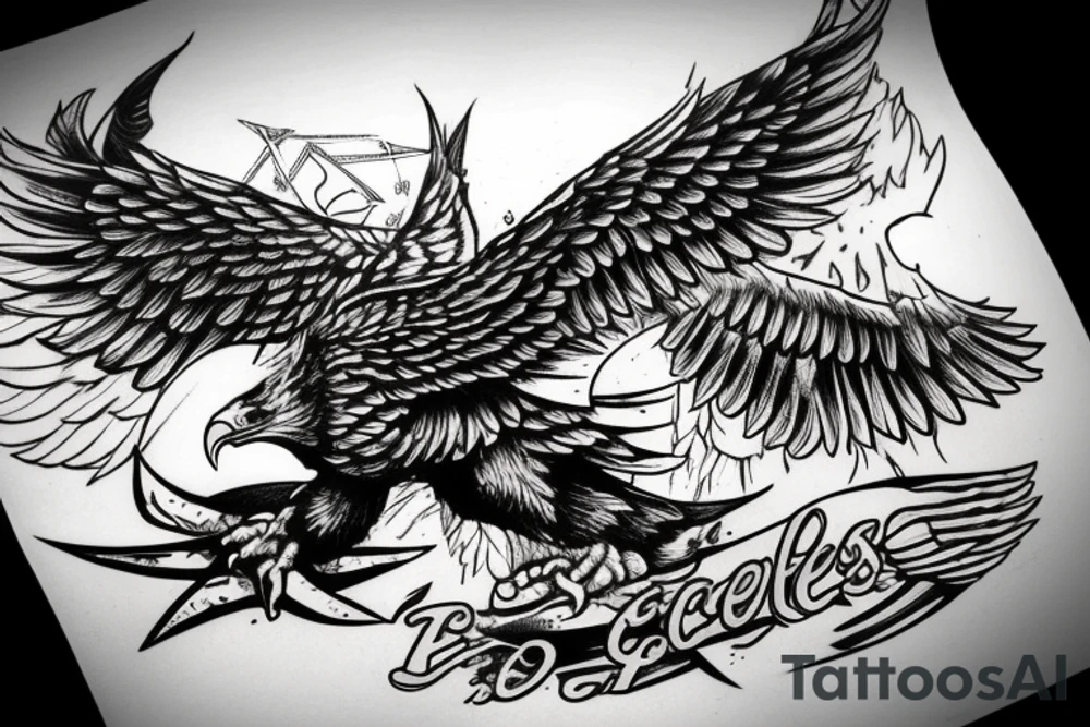 An Assassin's Creed logo with an eagle perched on top, representing the creed's focus on freedom and the eagle's connection to power tattoo idea