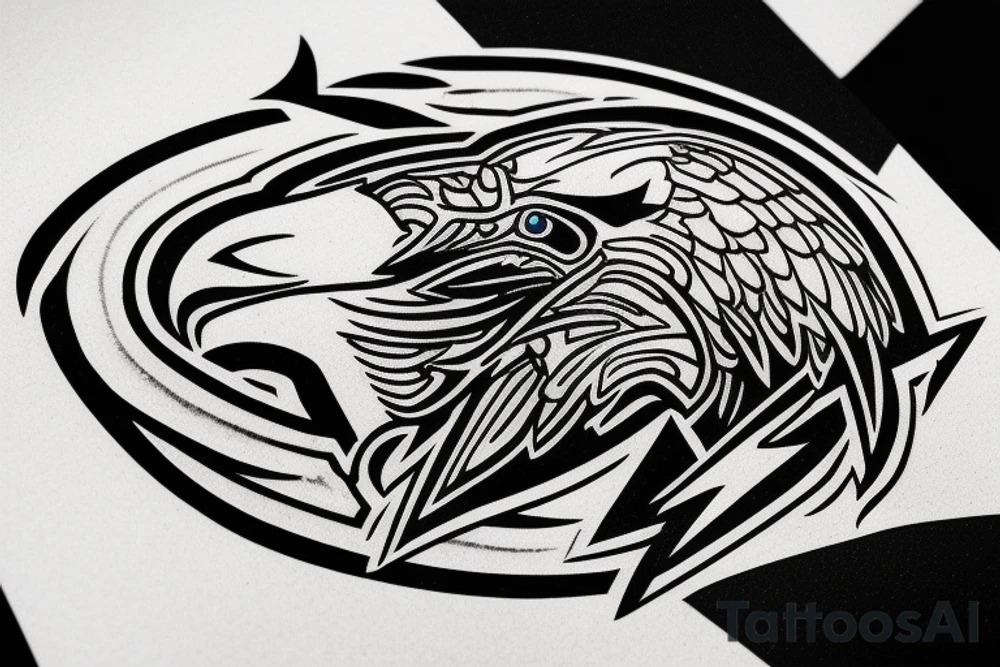 An Assassin's Creed logo with an eagle perched on top, representing the creed's focus on freedom and the eagle's connection to power tattoo idea