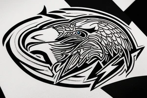 An Assassin's Creed logo with an eagle perched on top, representing the creed's focus on freedom and the eagle's connection to power tattoo idea