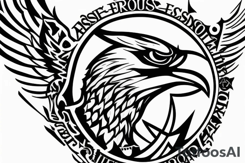 An Assassin's Creed logo with an eagle perched on top, representing the creed's focus on freedom tattoo idea