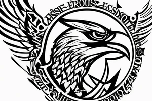 An Assassin's Creed logo with an eagle perched on top, representing the creed's focus on freedom tattoo idea