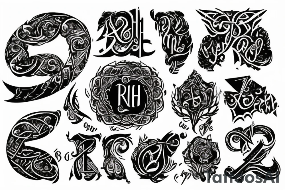 tattoo with the word "Riadh" tattoo idea