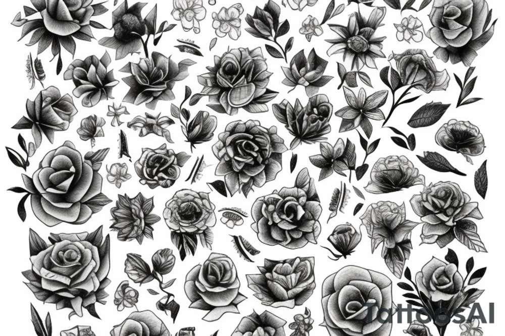 Books with plans and flowers tattoo idea