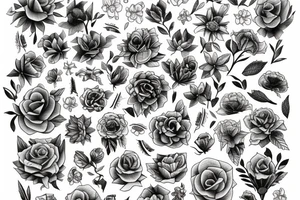 Books with plans and flowers tattoo idea