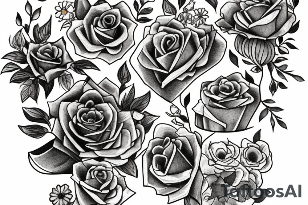 Books with plans and flowers tattoo idea