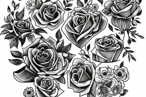 Books with plans and flowers tattoo idea