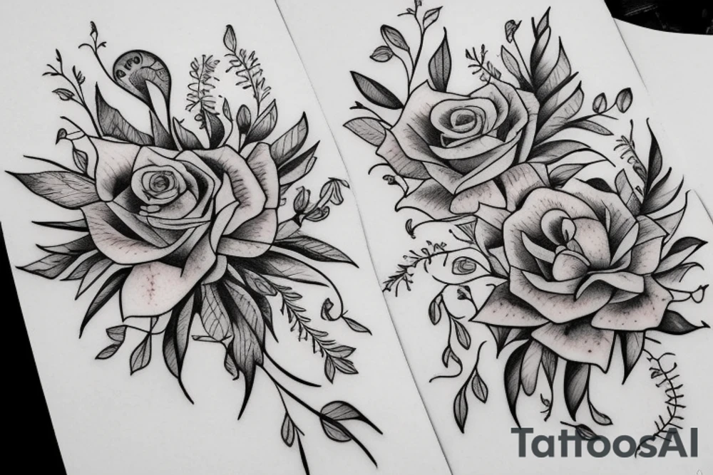 Books with plans and flowers tattoo idea