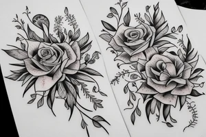 Books with plans and flowers tattoo idea