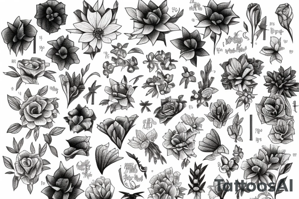 Books with plans and flowers tattoo idea