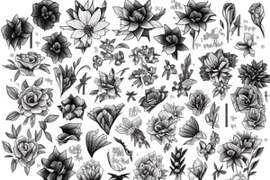 Books with plans and flowers tattoo idea
