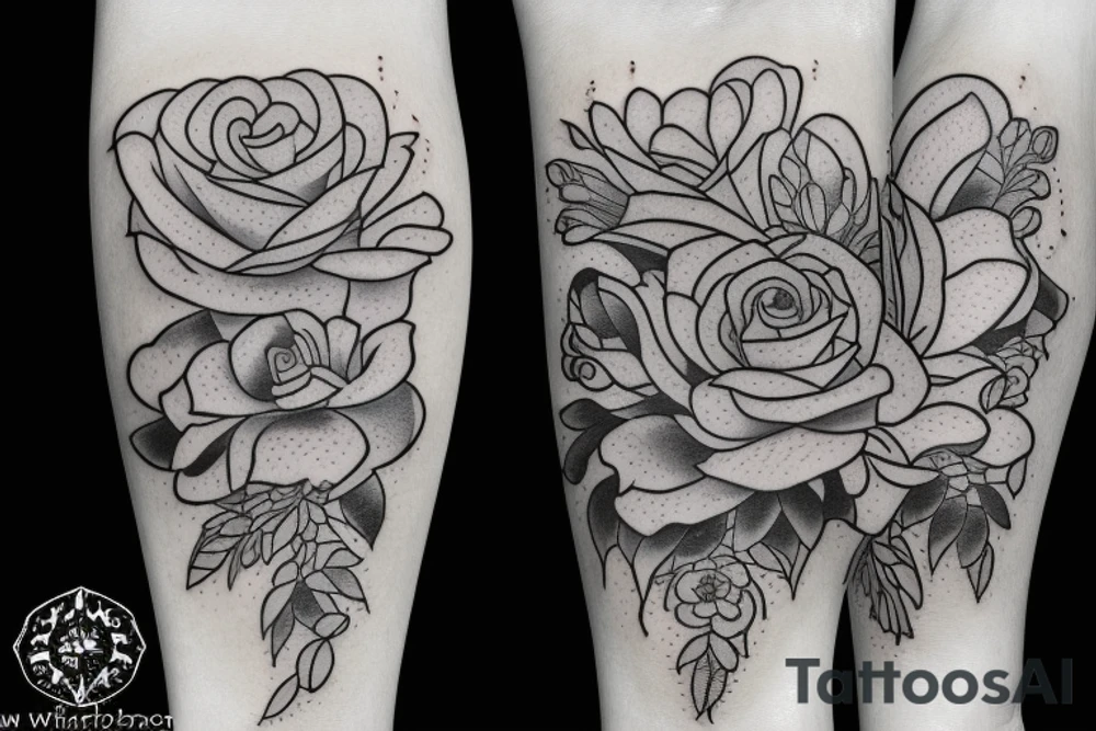 Books with plans and flowers tattoo idea