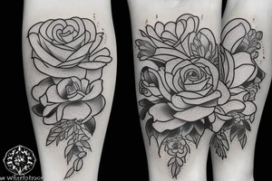 Books with plans and flowers tattoo idea