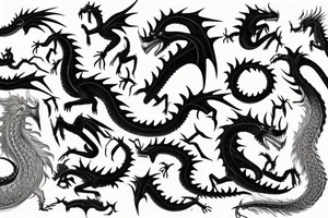 balerion the black dread, hundreds of dragons in the background, fire and blood, game of thrones tattoo idea