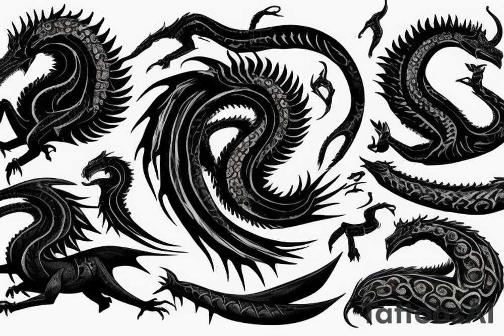 balerion the black dread, fire and blood, game of thrones tattoo idea