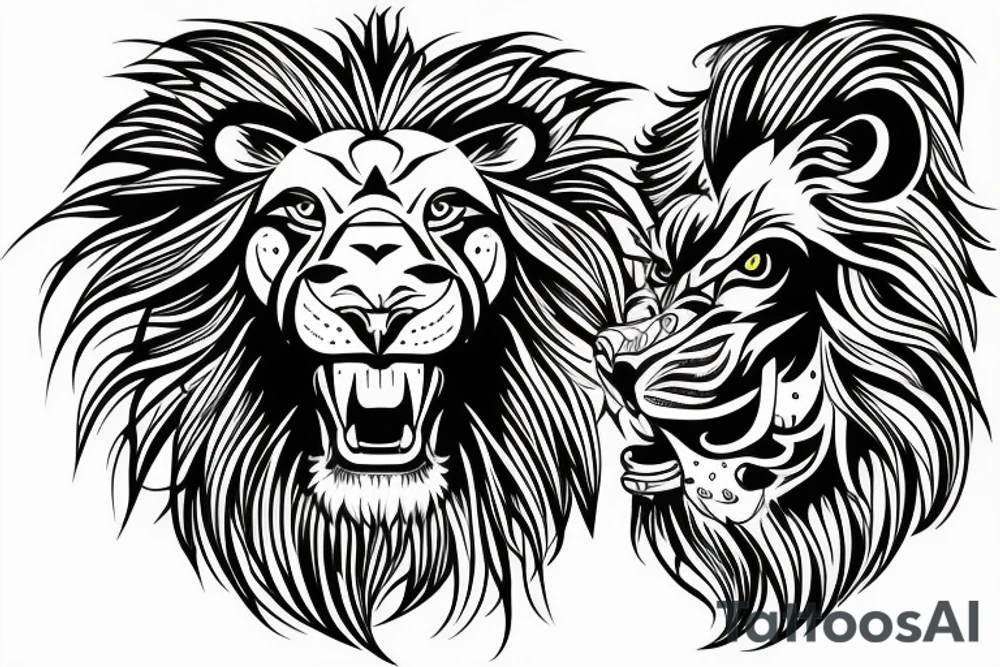 Angry lion head tattoo idea