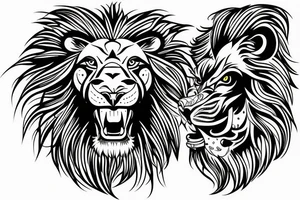 Angry lion head tattoo idea