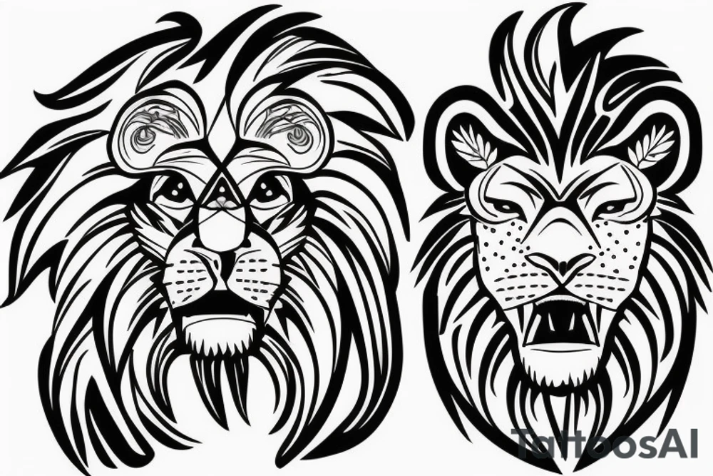 Angry lion head tattoo idea
