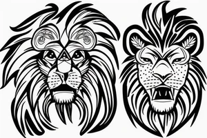 Angry lion head tattoo idea
