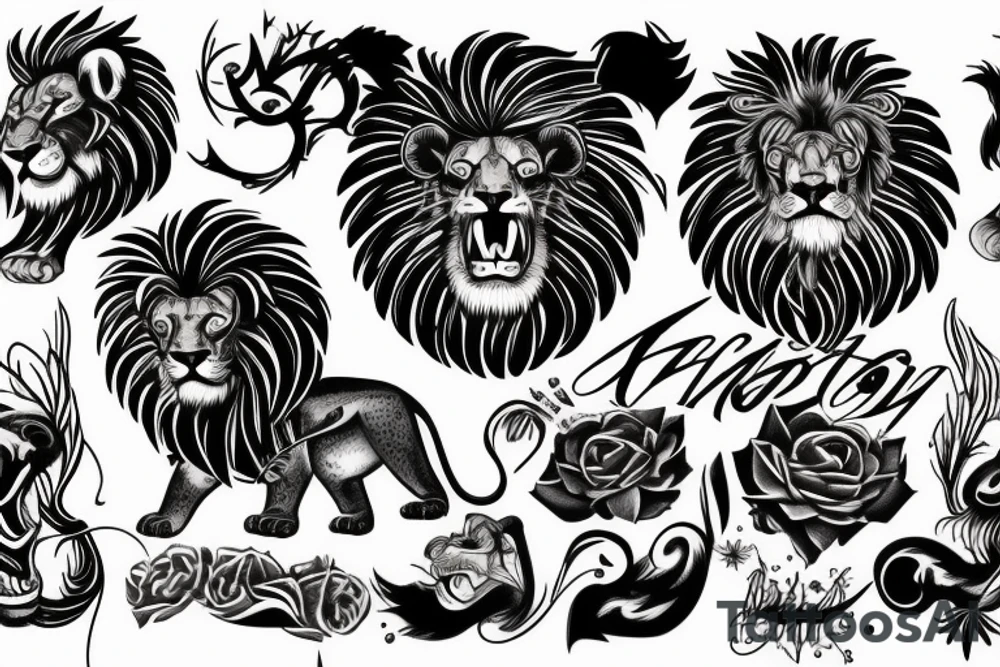 Angry lion tattoo idea