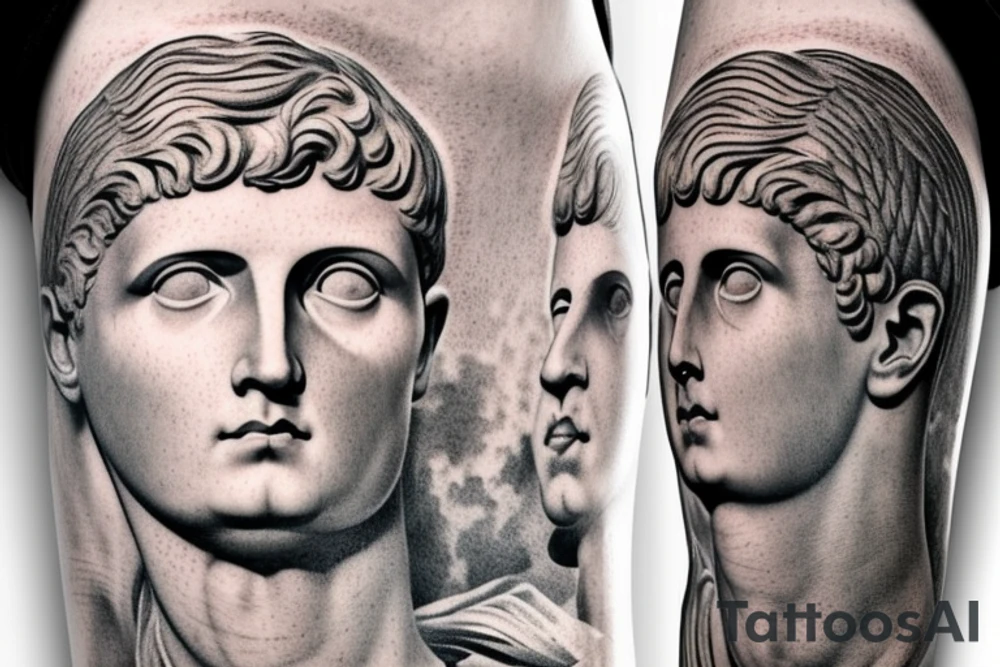 A statue of Emperor Augustus as on the Augsburg Augustus Fountain. Full body statue tattoo idea