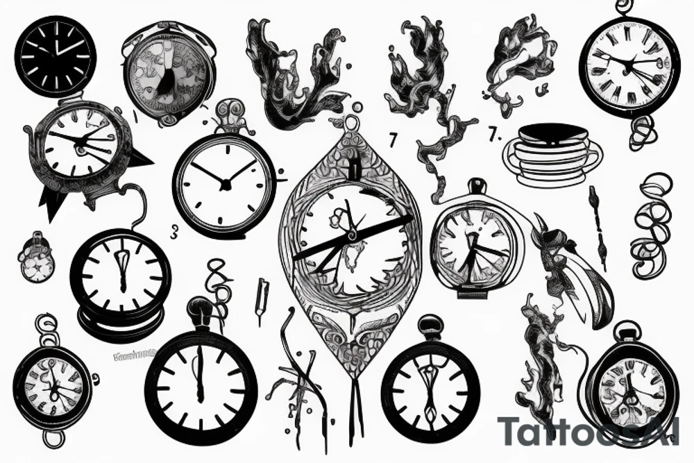 clock falling apart tattoo idea