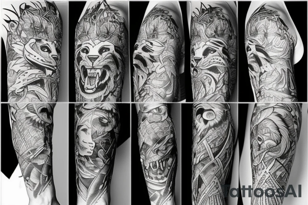 Angry lion tattoo idea