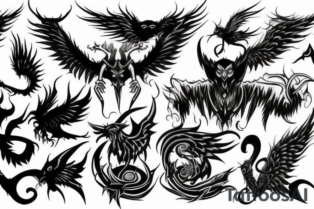 Demon with wings back tatto tattoo idea
