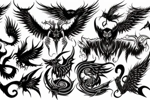 Demon with wings back tatto tattoo idea
