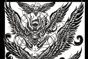 Demon with wings back tatto tattoo idea