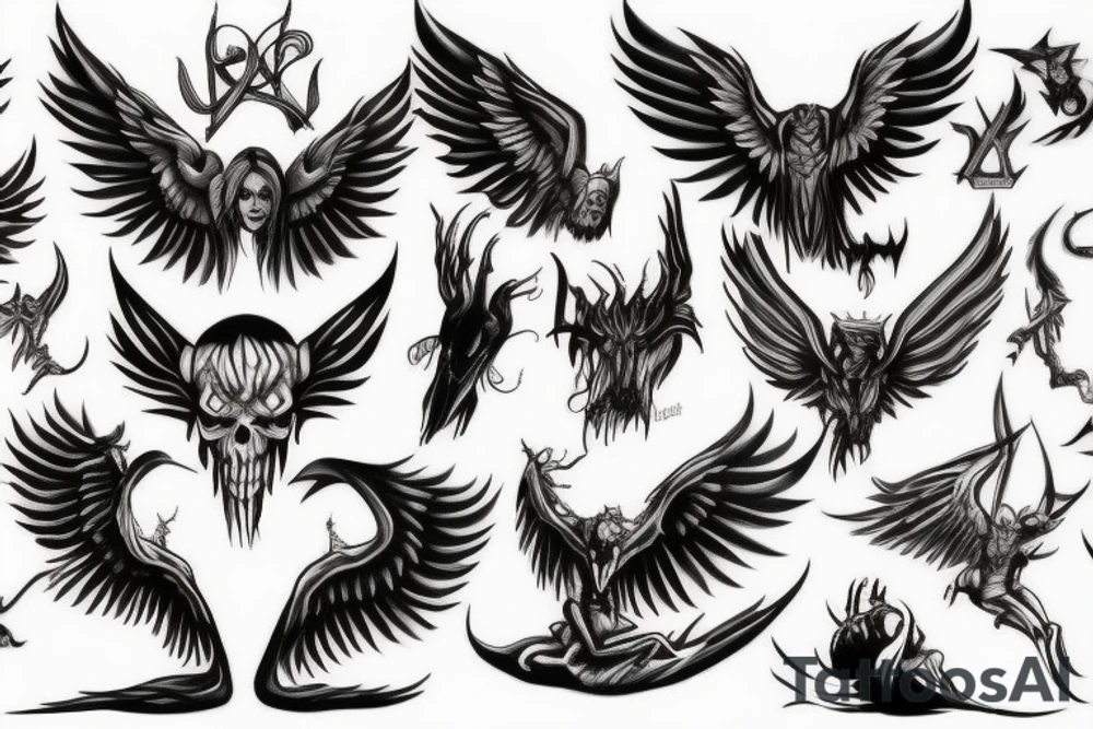 Demon with wings tattoo idea