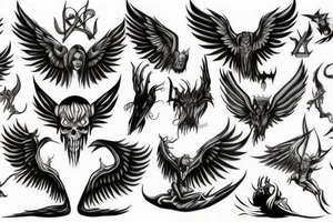 Demon with wings tattoo idea