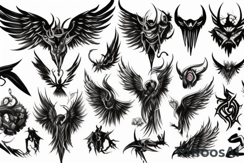 Demon with wings tattoo idea