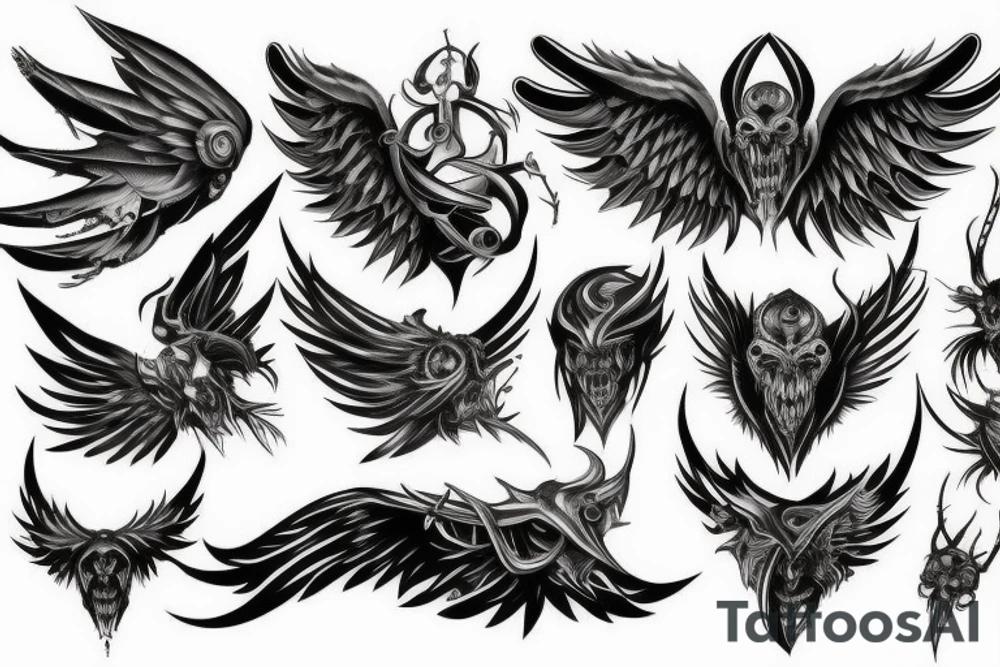 Demon with wings tattoo idea