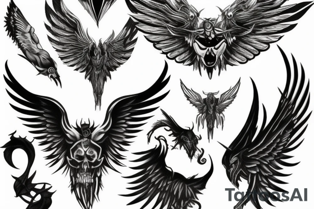 Demon with wings tattoo idea