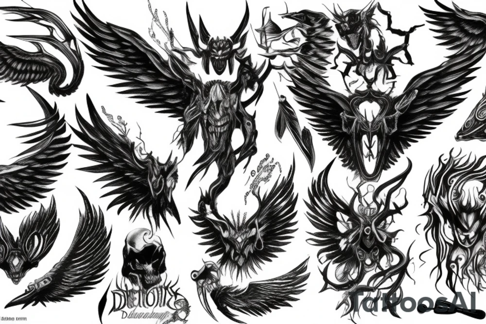 Demon with wings tattoo idea