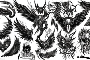 Demon with wings tattoo idea