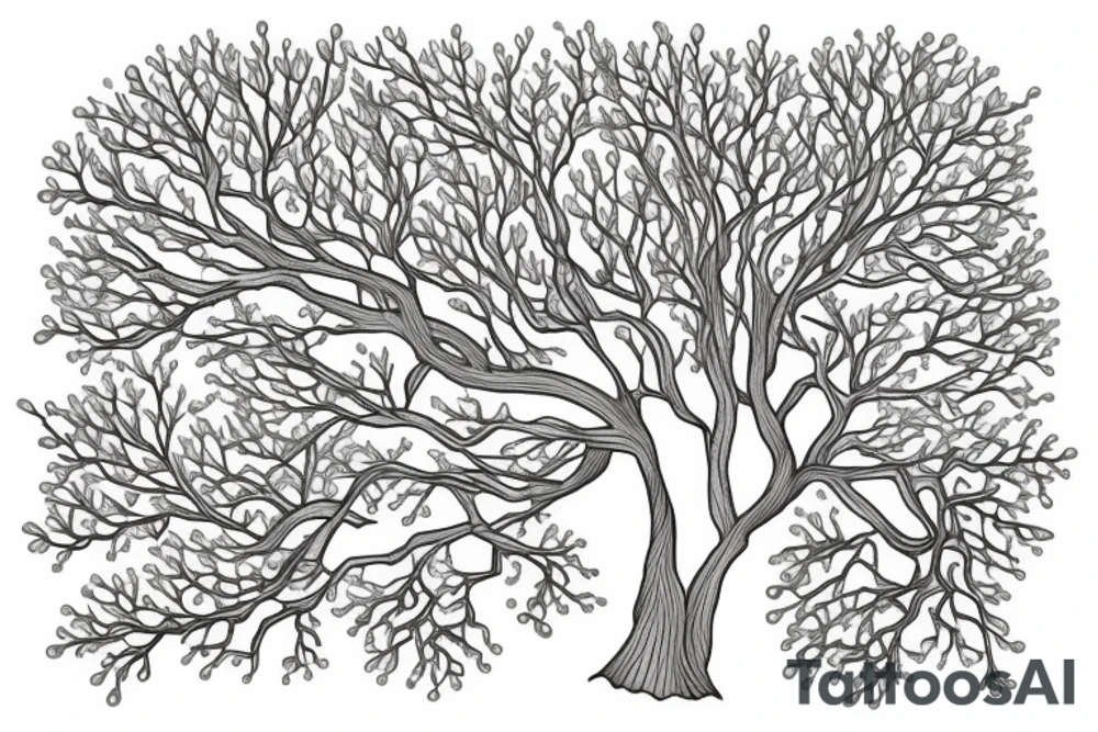 willow tree, oak tree, emerald, pearl tattoo idea